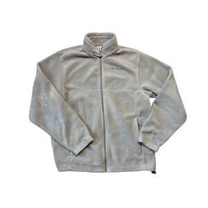 Men’s Columbia long sleeve fleece/jacket Men's Size Medium, Tan/Cream colored